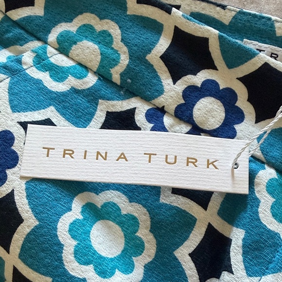 Trina Turk High Waist Blue Floral Shorts - Picture 3 of 4